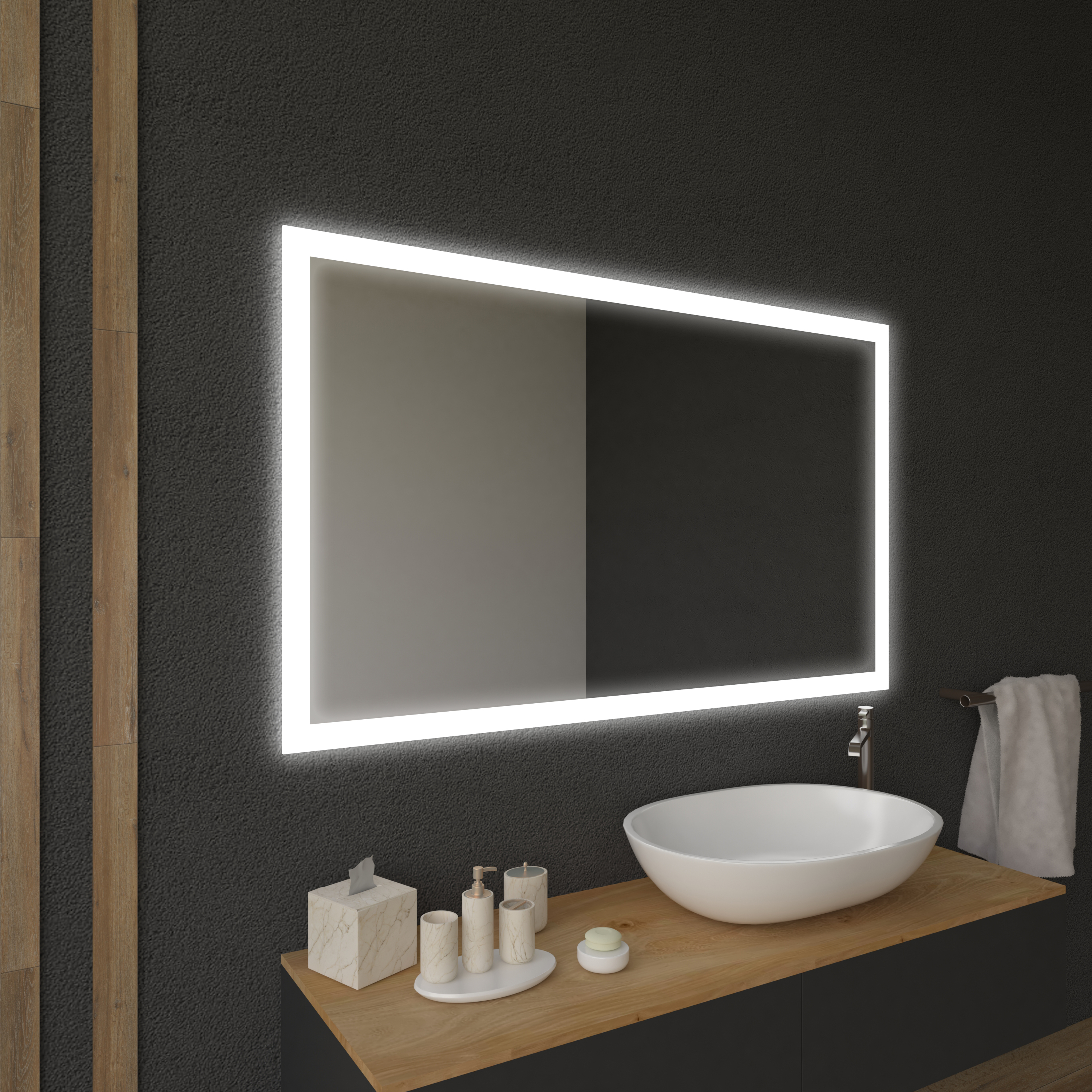 Badspiegel mit LED Beleuchtung Wandspiegel Spiegel Badezimmerspiegel nach Maß 49