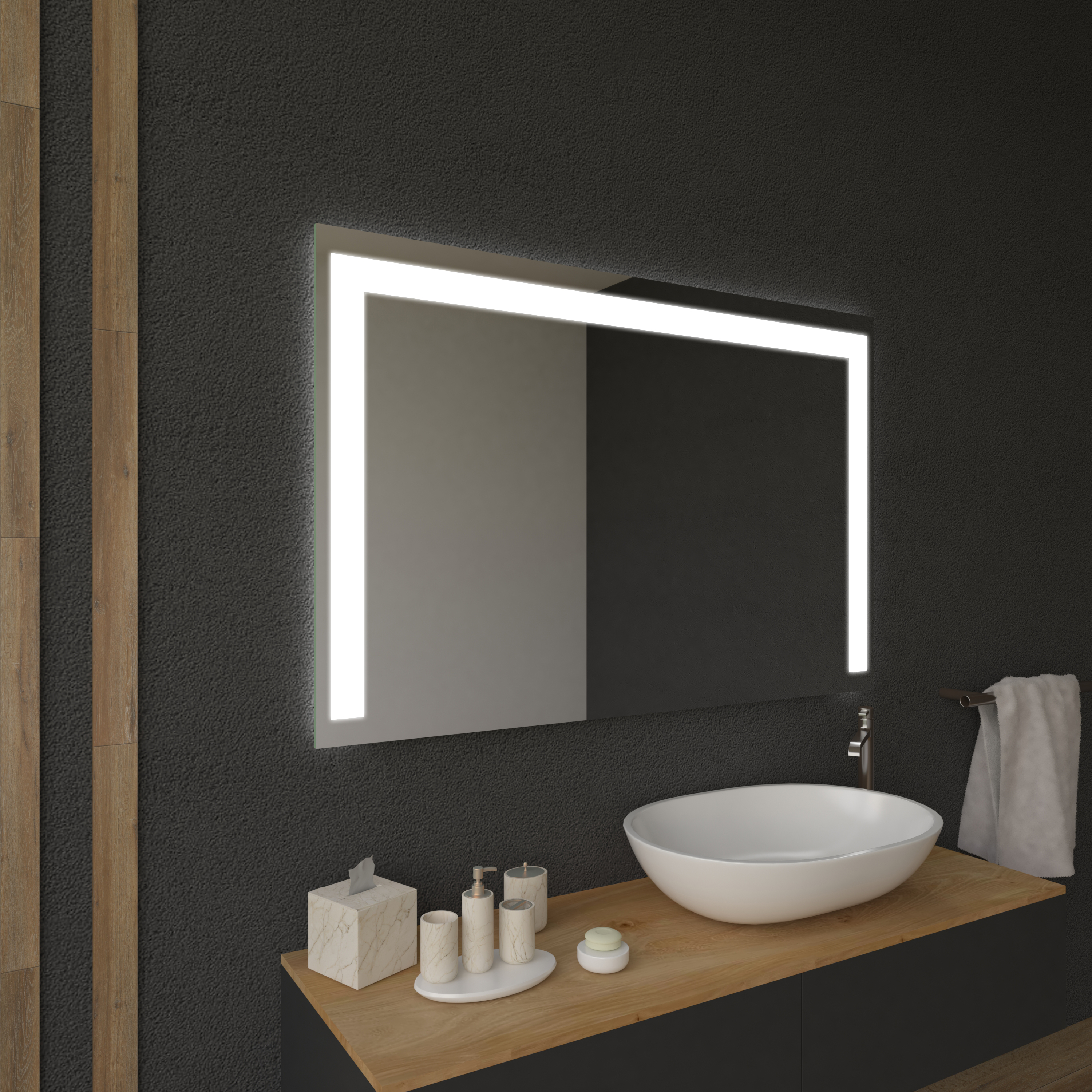 Badspiegel Badezimmerspiegel mit LED  9 Größen 3 Farben LED Wandspiegel Licht