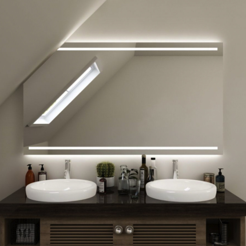 Bild Spiegel Bad mit LED Beleuchtung und Dachschräge Milaja