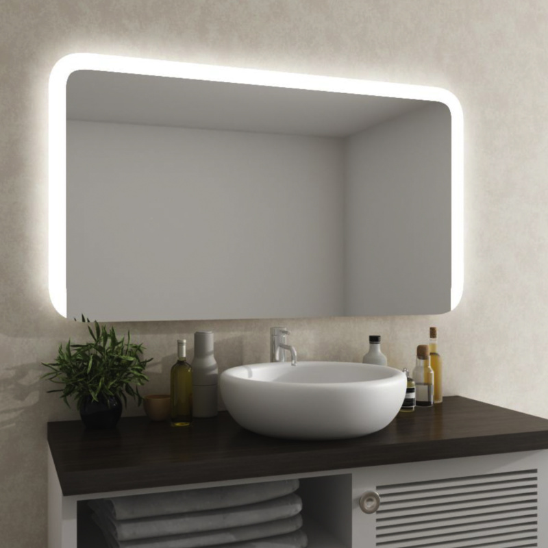Bild Badezimmerspiegel LED mit runden Ecken Nighils