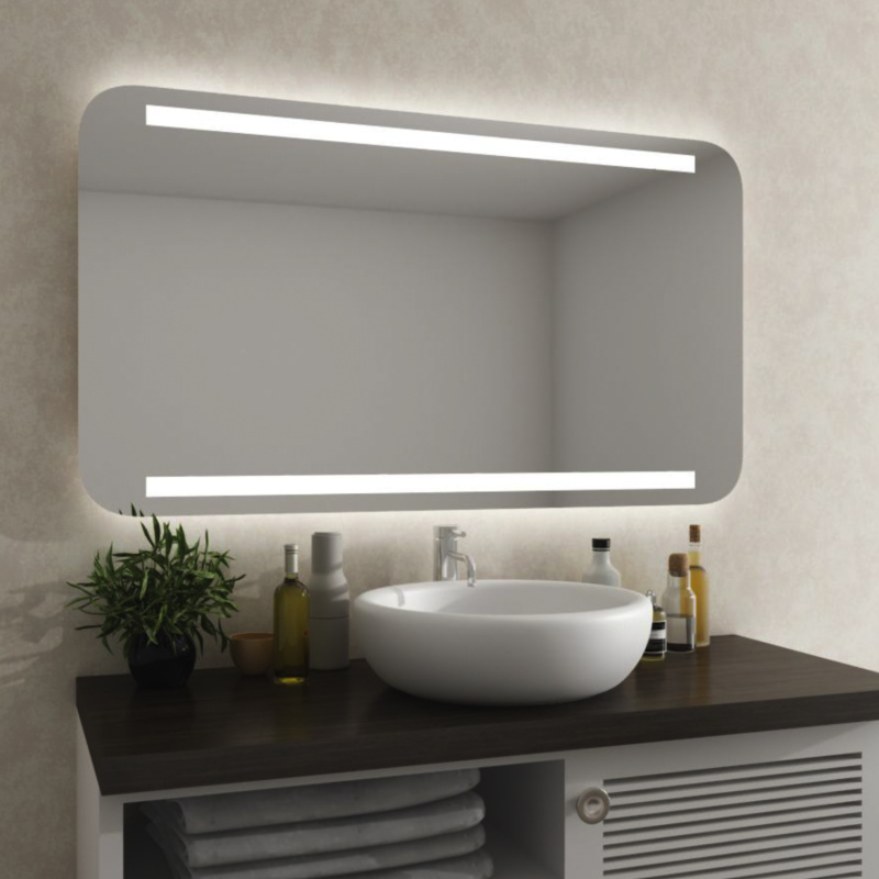 Bild LED Badezimmerspiegel mit runden Ecken Tjorbe