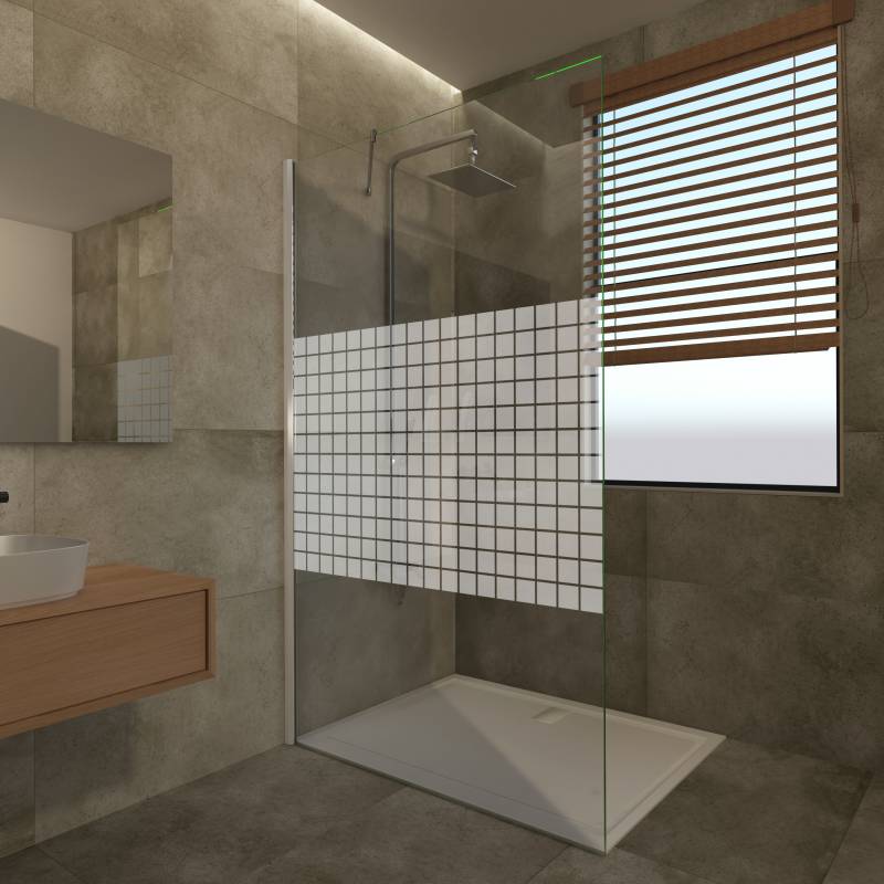 Duschwand mit Dekor Quadra I