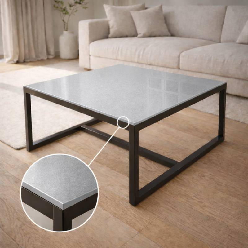 Glasplatte Tisch Grau - REF 9006, 6 mm