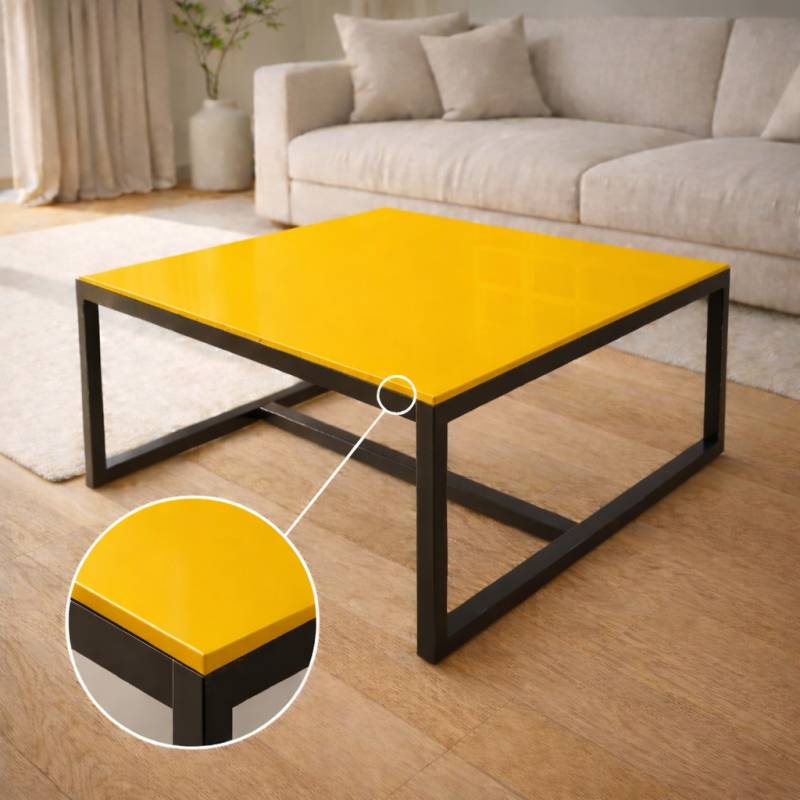 Glasplatte Tisch Gold Gelb ESG-Glas lackiert - REF 1004, 6 mm