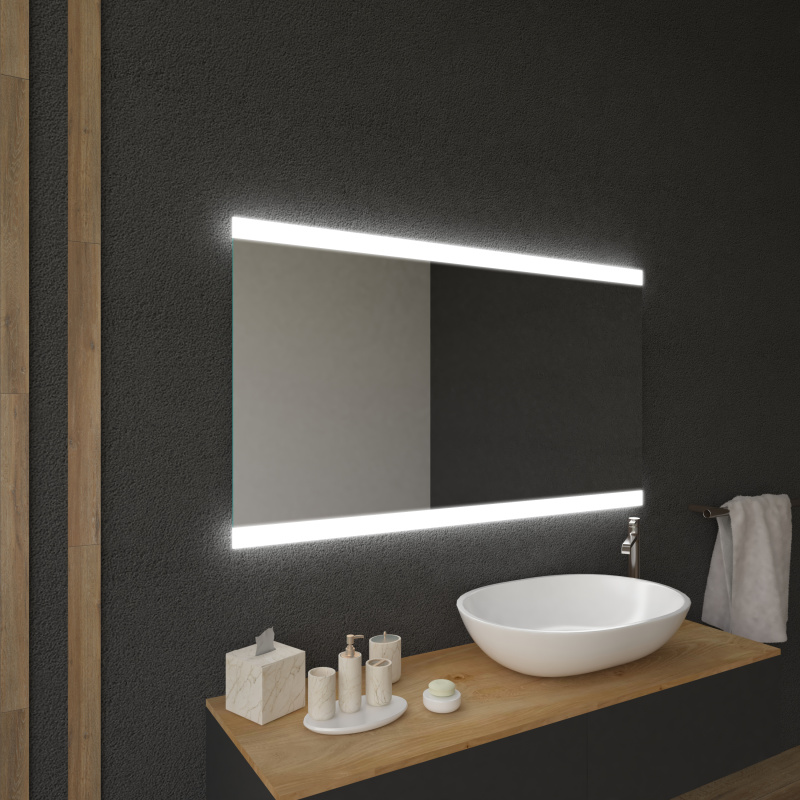 Badspiegel mit LED Beleuchtung Wandspiegel Spiegel SENSOR AUDIO WETTER MAKEUP
