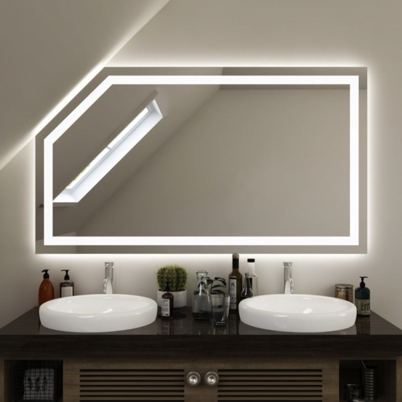 Badspiegel mit LED Beleuchtung Wandspiegel Badezimmerspiegel nach mass ASSEN 