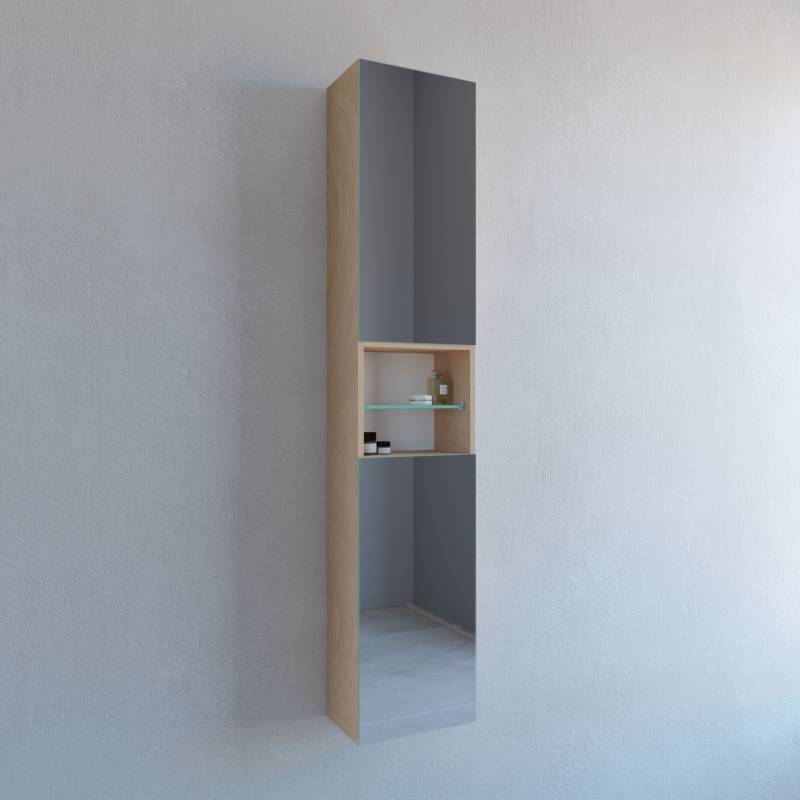 Bad Hochschrank mit Spiegeltüren und Regal - Franco