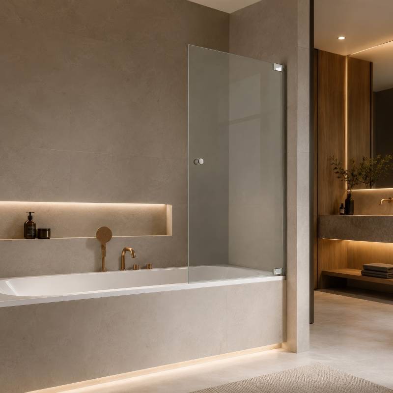 Badewannen Duschwand aus Glas mit Drehtür - Elegance Pro (rechts)