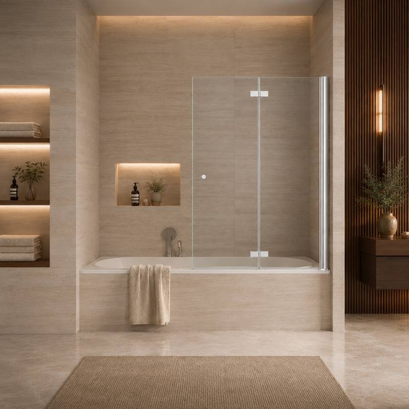 Badewannenaufsatz mit Drehfalttür Glas nach Maß - Pearl (rechts)