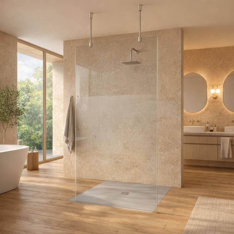 Duschabtrennung Walk-In freistehend | mit Deckenhalterung 8 mm ESG - Ylva