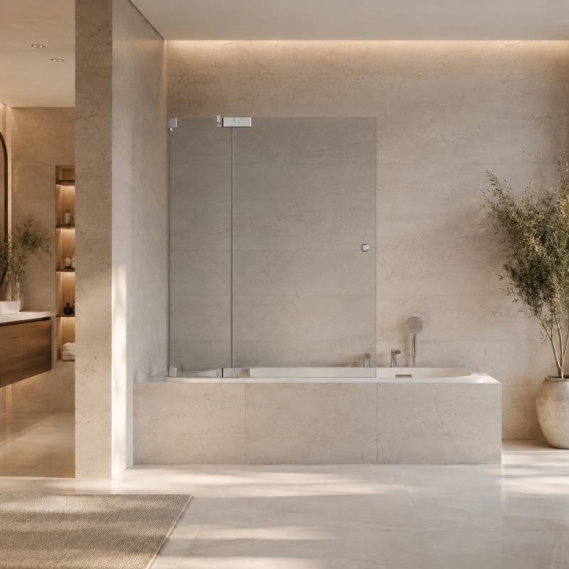 Duschkabine nach Maß für Badewanne mit Festteil - Elegance Pro (links)