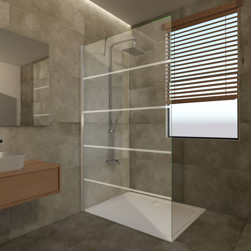 Duschwand Echtglas mit Dekor Kali II