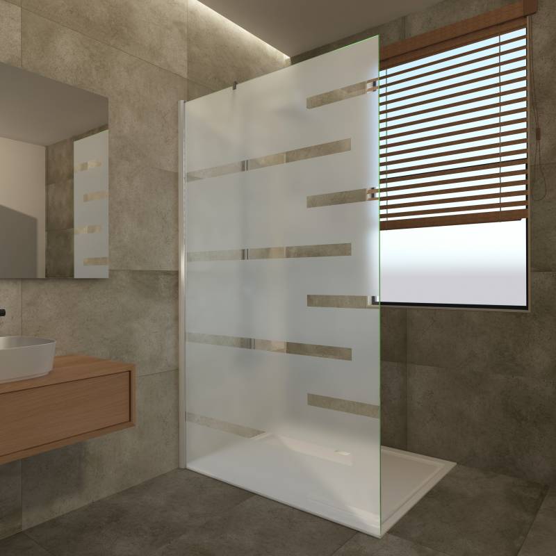 Duschwand Echtglas mit Dekor Shiva II