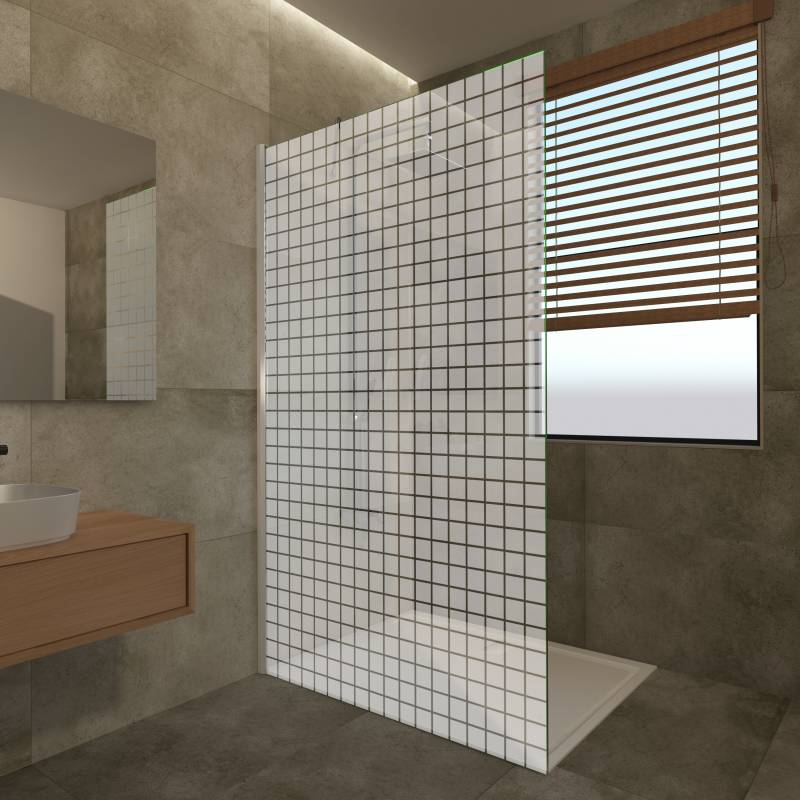 Duschwand Glas mit Dekor Quadra II