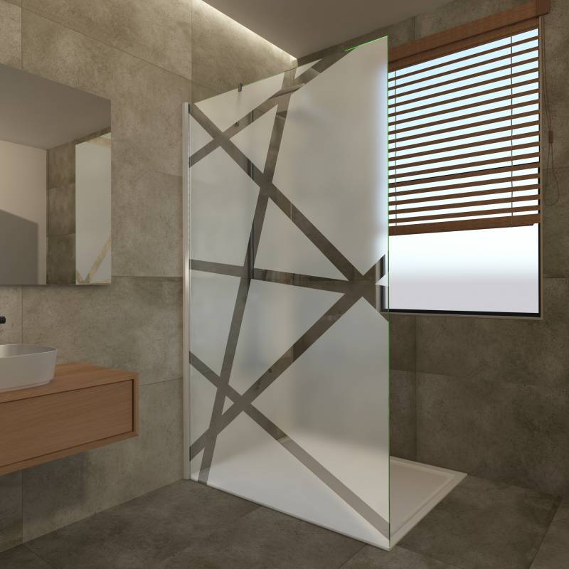 Duschwand Glas mit Dekor Shiva III