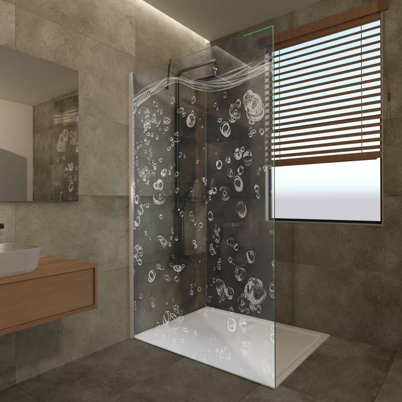 Duschwand Glas mit Motiv Aqua I