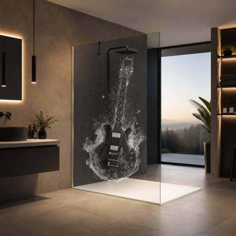 Duschwand mit Motiv Gitarre | Rockstar