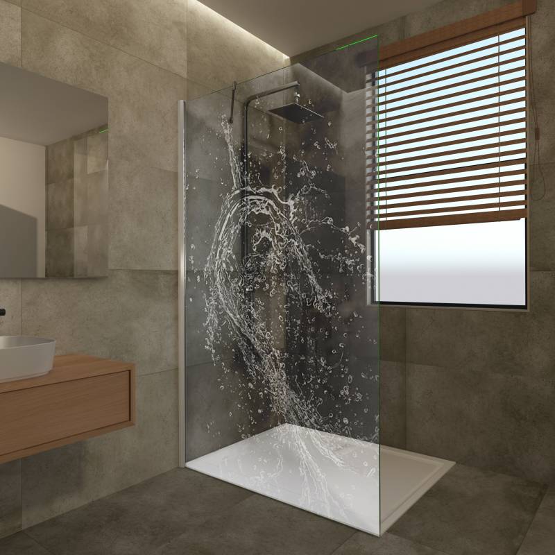 Glas Duschtrennwand mit Motiv Aqua II