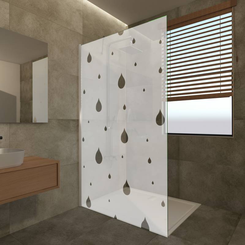 Glas Duschwand auf Maß mit Dekor Goccia I