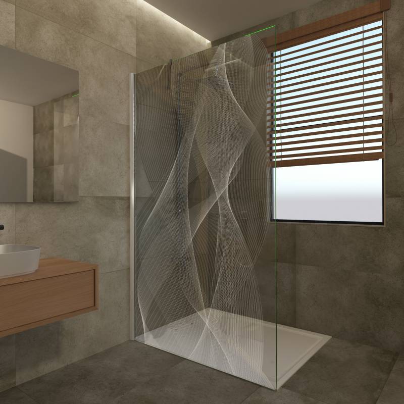 Glas Duschwand mit Dekor Fantasia I