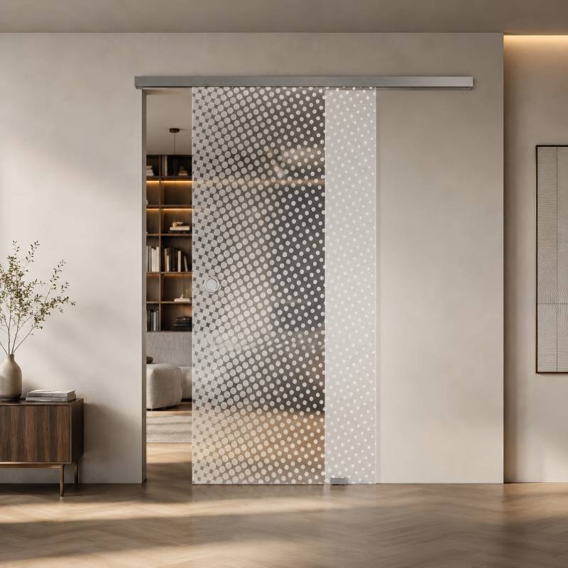 Glasschiebetür Komplettset Dots 2/IS