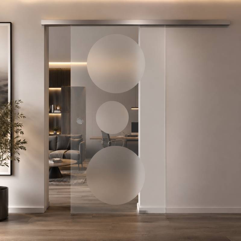 Glasschiebetür mit Dekor satiniert Dots 6/IS