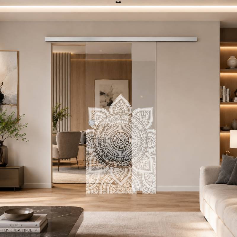 Glasschiebetür mit Motiv Mandala 1/IS