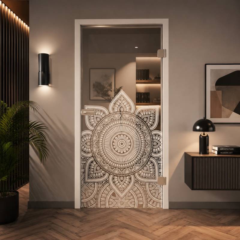 Glastür mit Motiv Mandala 1