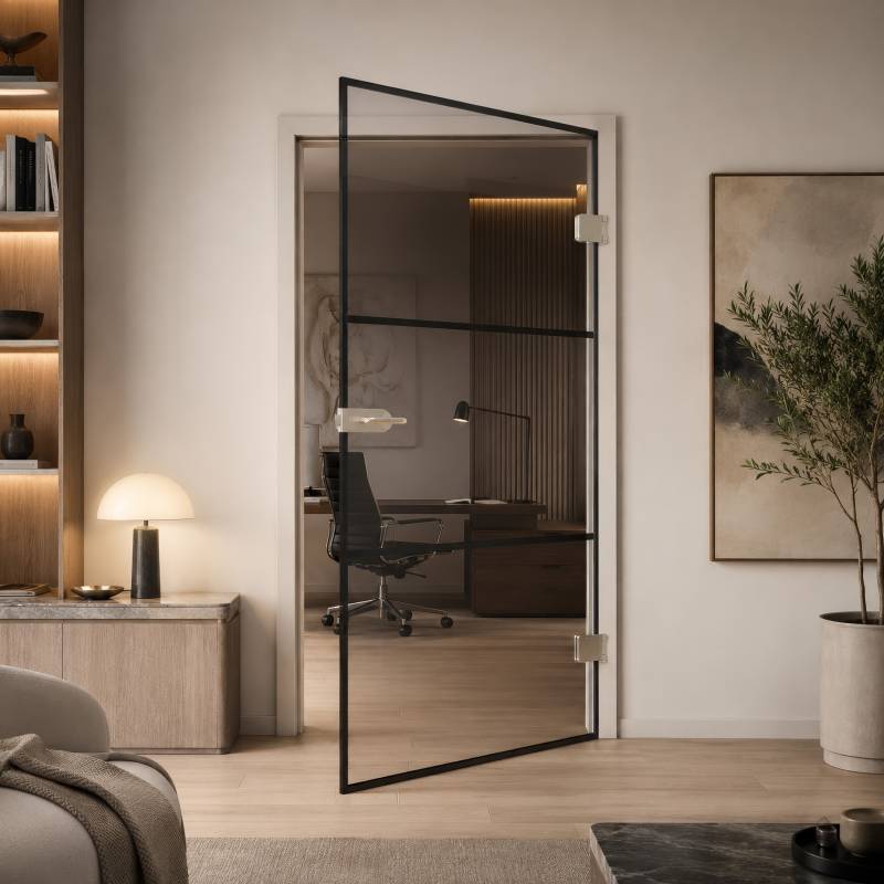 Glastür nach Maß Industrial Design schwarz Border 1