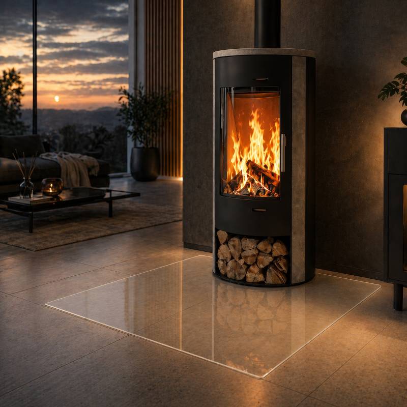 Kamin Bodenplatte ESG Weißglas 10 mm