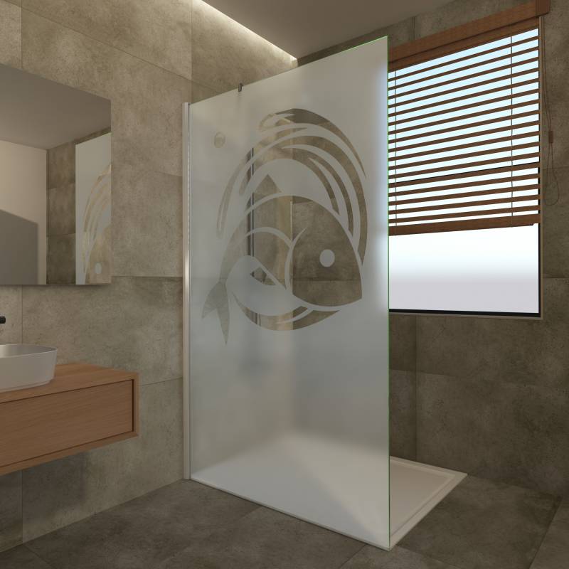 Satinierte Duschwand mit Motiv Marina III