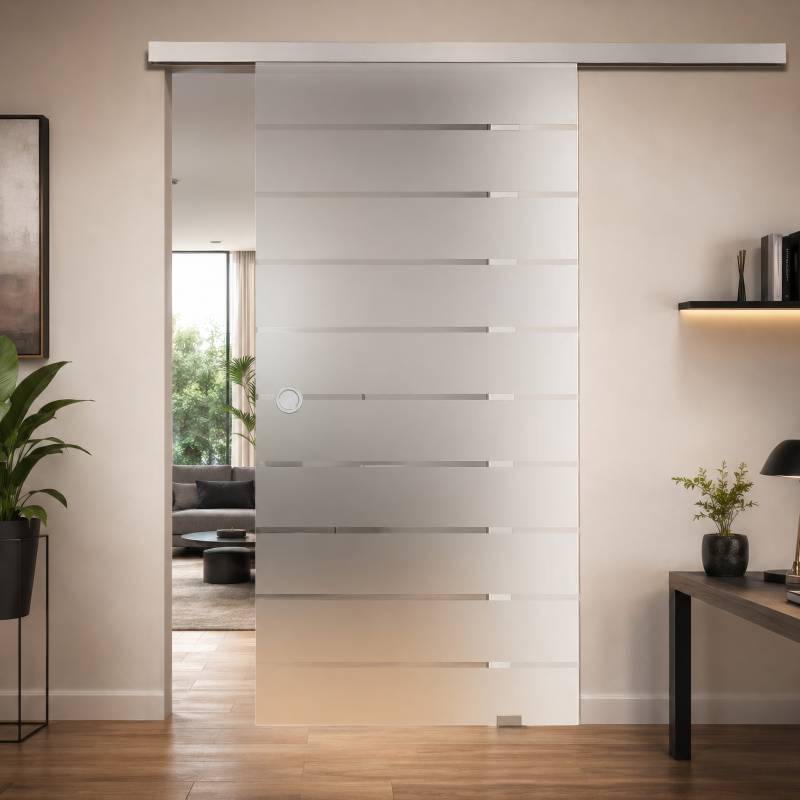 Schiebetür Glas mit Streifen satiniert Stripes 4/IS