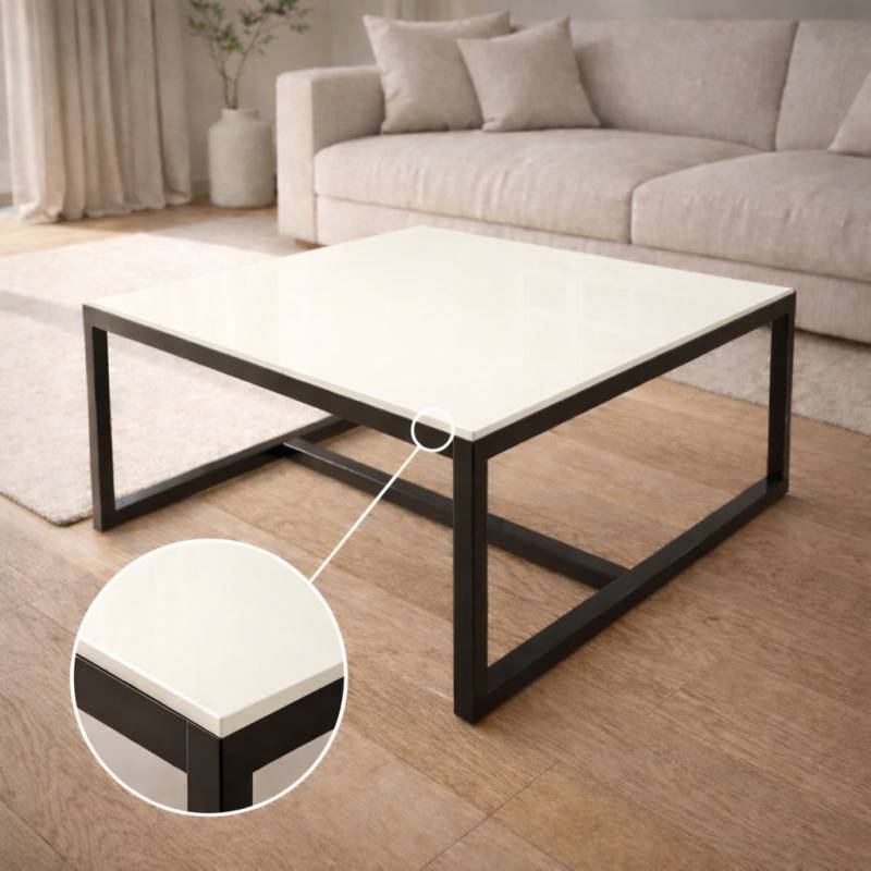 Tischplatte aus Glas weiß creme REF 1013