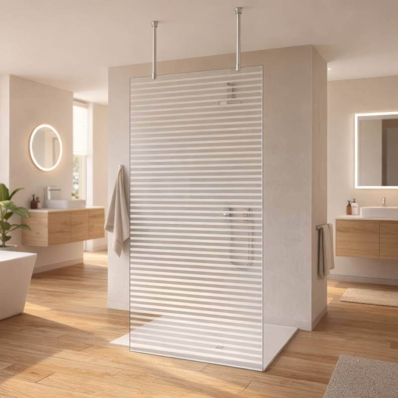 Walk-In Duschabtrennung mit Deckenbefestigung | 8 mm ESG Sicherheitsglas - Kali 3