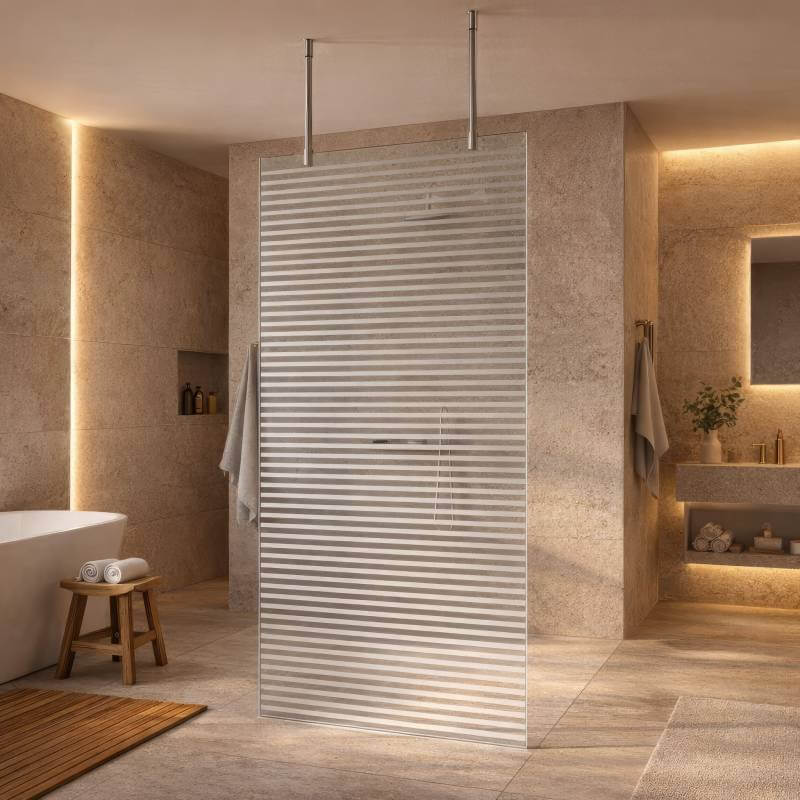 Walk-In Duschabtrennung mit Deckenstrebe | 8 mm ESG Sicherheitsglas - Livia