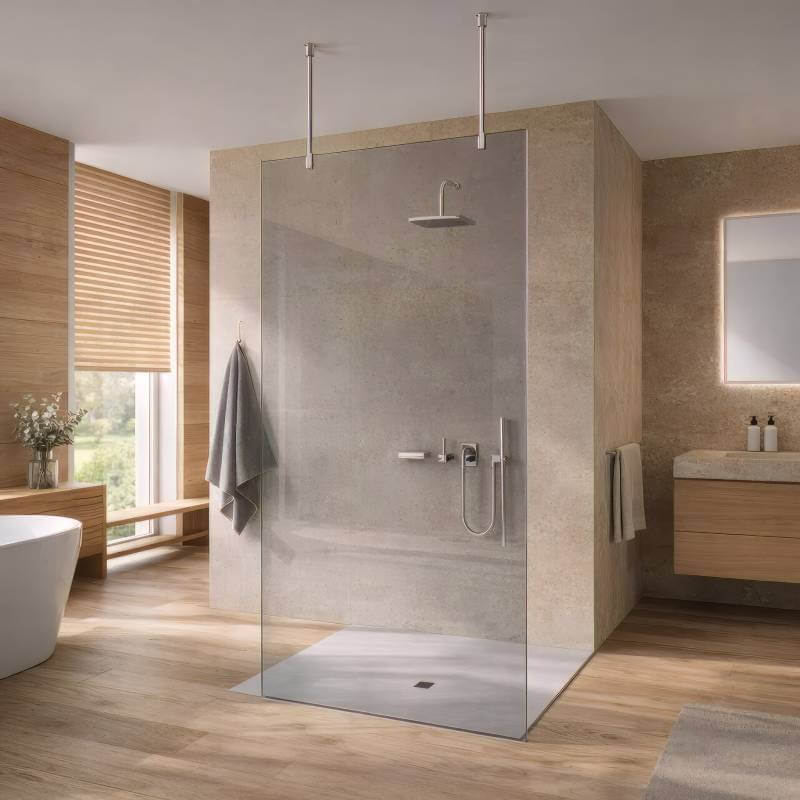 Walk-In Duschwand Klarglas freistehend | 8 mm ESG nach Maß - Ylvi
