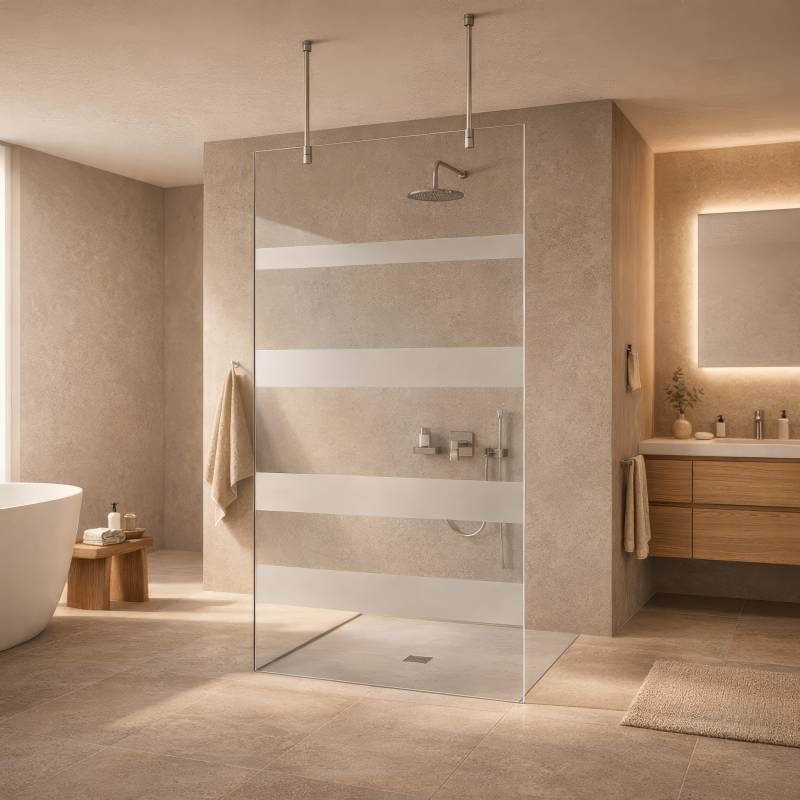 Walk-In Duschwand mit Deckenbefestigung nach Maß | 8 mm ESG Glas - Kali 6