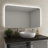 Spiegel mit Beleuchtung und runden Ecken Palmina