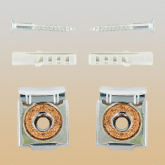 4 Klammern zur Spiegelhalterung Stahl verchromt