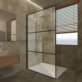 Duschwand Glas mit Dekor schwarz Nero I