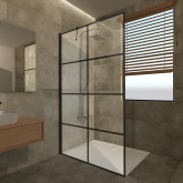 Duschwand Glas Industrielook schwarz Nero II