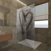 Duschwand Echtglas mit Dekor Cuore