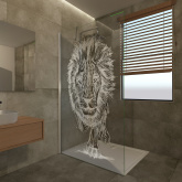 Duschwand Glas mit Dekor Leon