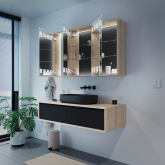 Design Badschrank mit Spiegel und Licht Oslo