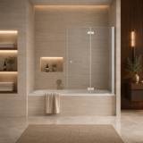 Badewannenaufsatz mit Drehfalttür Glas nach Maß - Pearl (rechts)