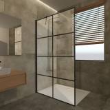 Duschwand Glas Industrielook schwarz Nero II