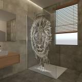 Duschwand Glas mit Dekor Leon