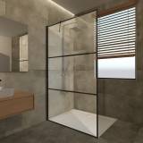 Duschwand Glas mit Dekor schwarz Nero I