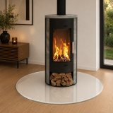 Runde Glasplatte für Ofen ESG Weißglas 6 mm