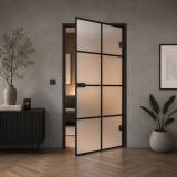Satinierte Glastür Industrielook schwarz Border 2 Satinato